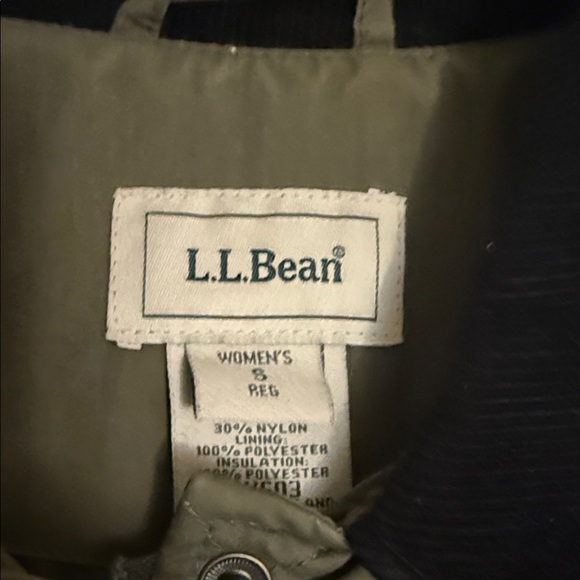 L.L. Bean Olive Quilted Jacket with Black Collar - Picture 3 of 7